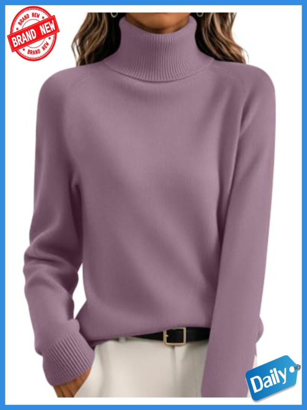 Womens Knit Sweater Long Sleeve Turtleneck Pullover Fall Winter Cozy Loose Fit